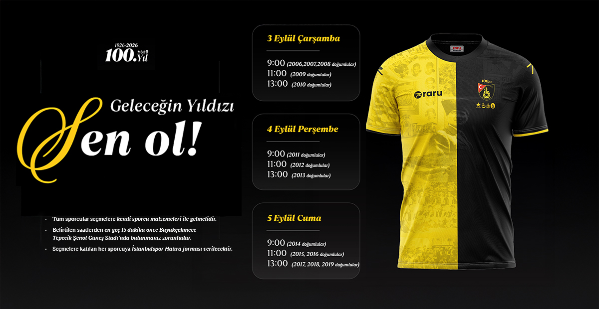 İstanbulspor 100. Yıl Oyuncu Seçme Kayıtları Başlıyor!